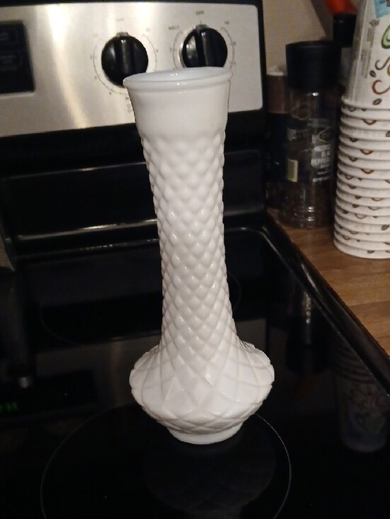 Other - White Decorative Textured Ceramic Vase -  Milk Glass Ware